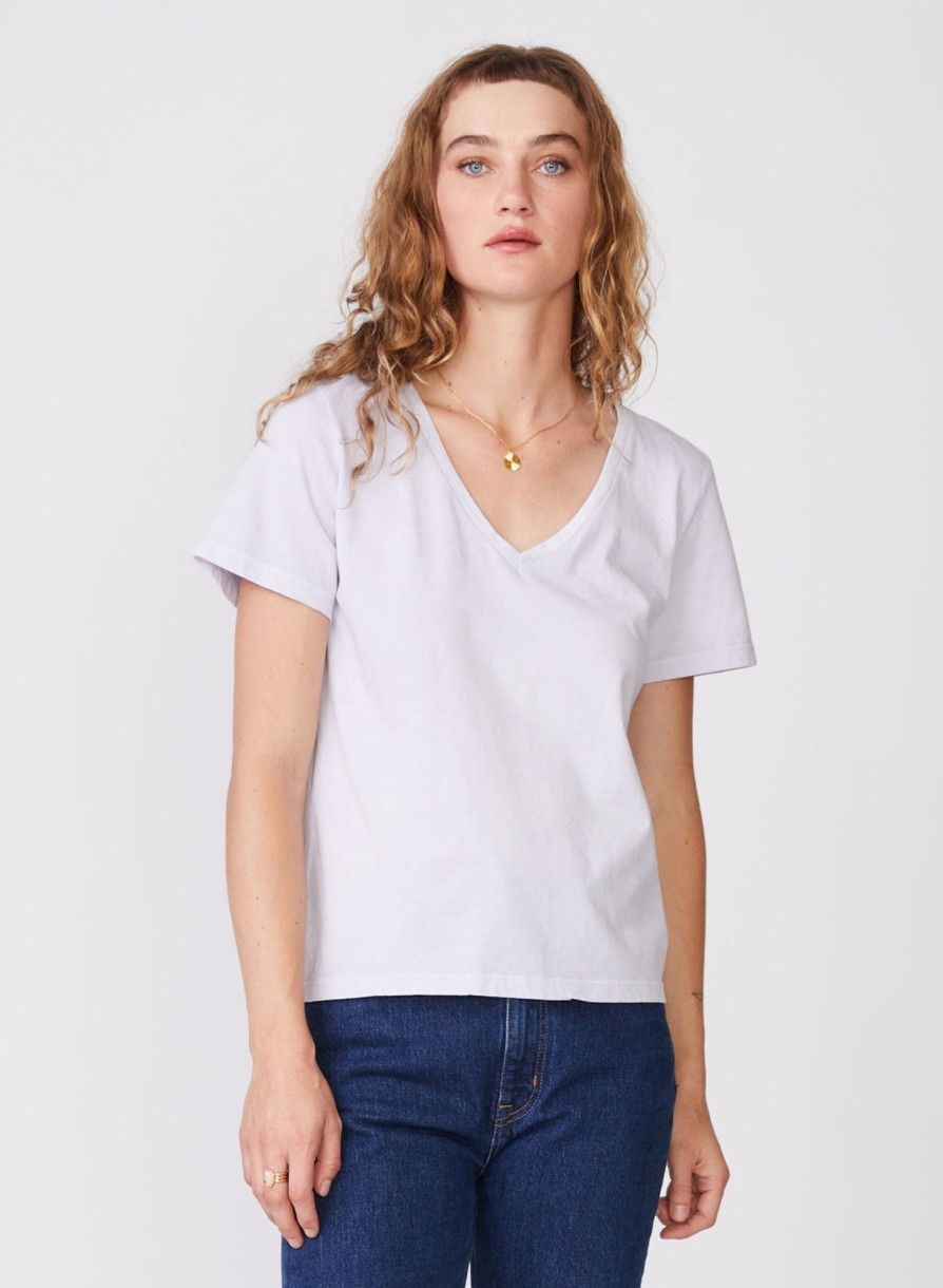 Tops | STATESIDE Stateside Cloud Jersey Short Sleeve Deep V-Neck In Lavender