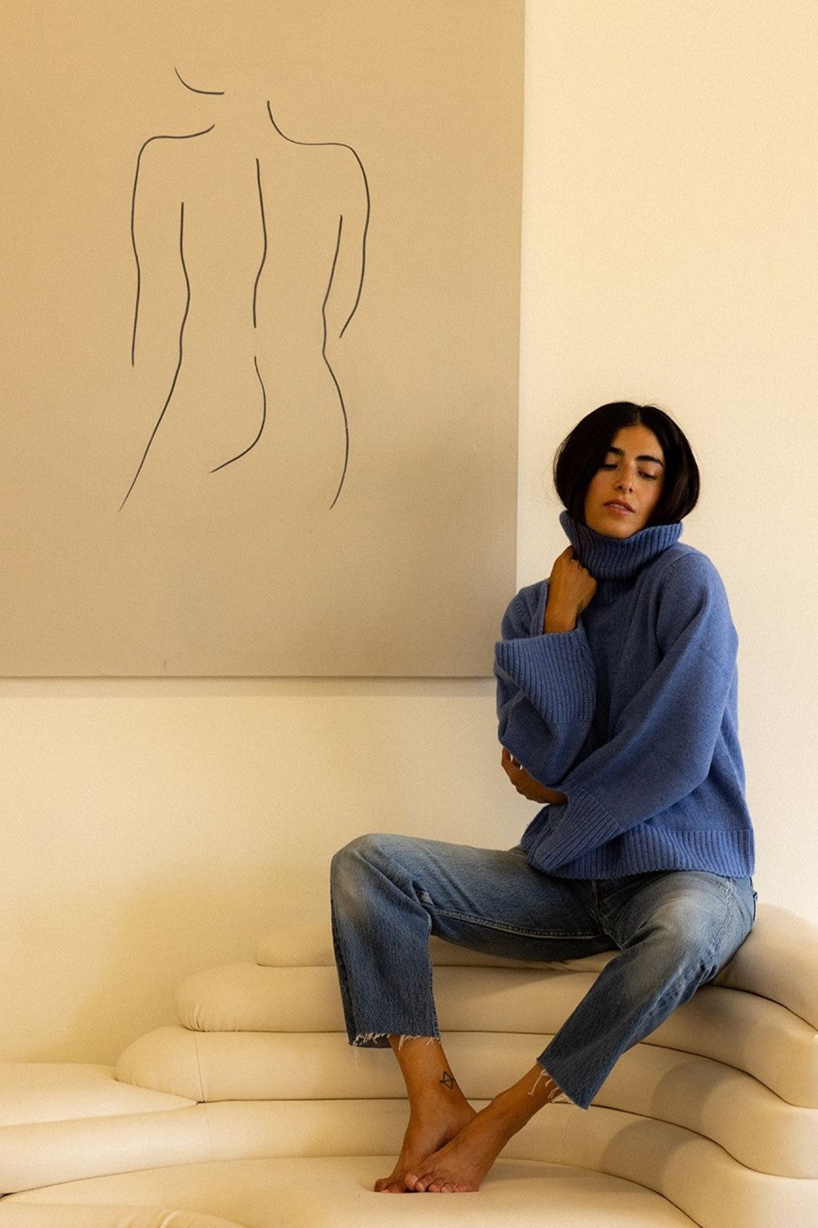 Tops | STATESIDE Cozy Cashmere Turtleneck Sweater In Powder Blue