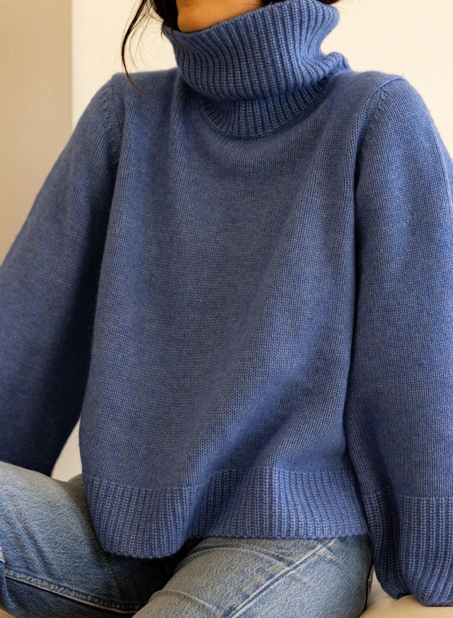 Tops | STATESIDE Cozy Cashmere Turtleneck Sweater In Powder Blue