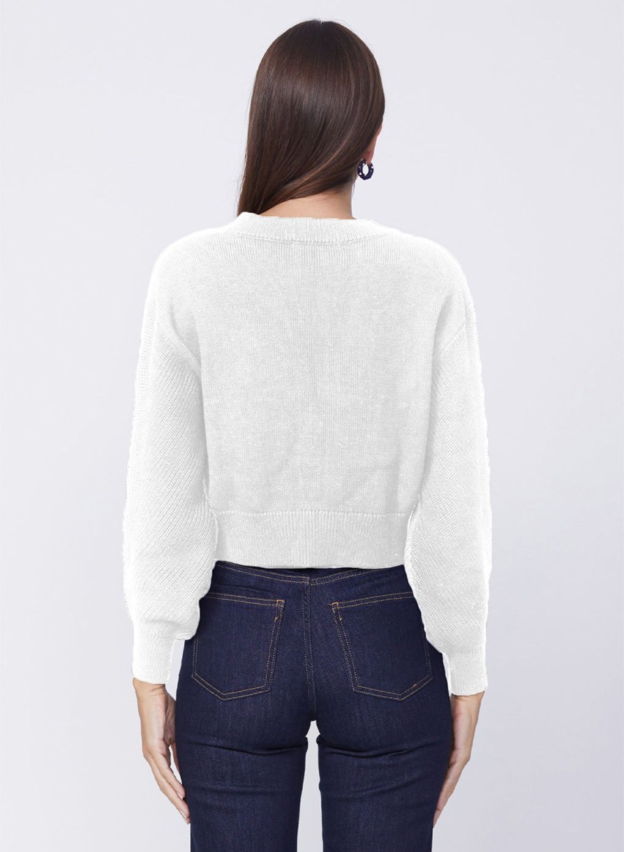 Tops | STATESIDE Colorblock Cropped Cardigan Sweater In Irish Crush/White