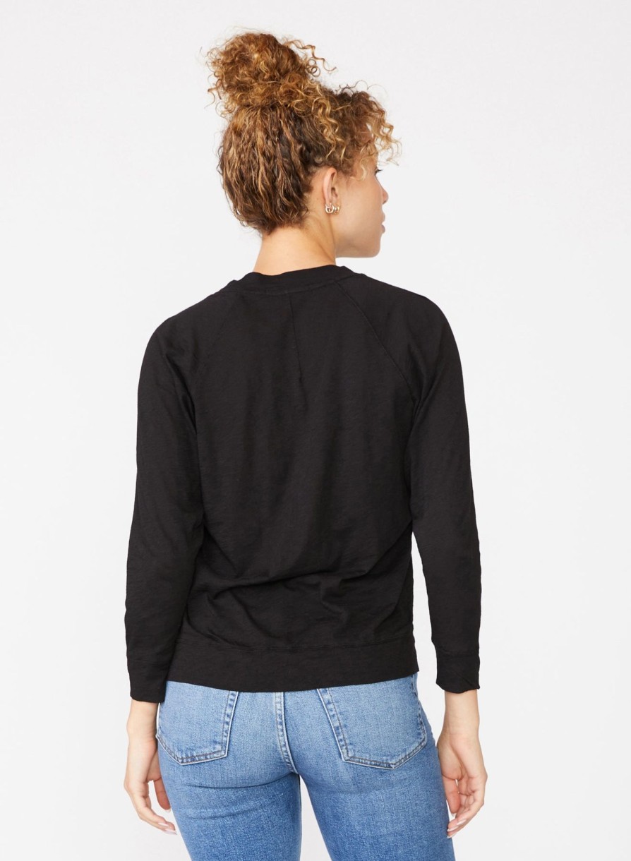 Fabric | STATESIDE Supima Slub Jersey Sweatshirt Tee In Black