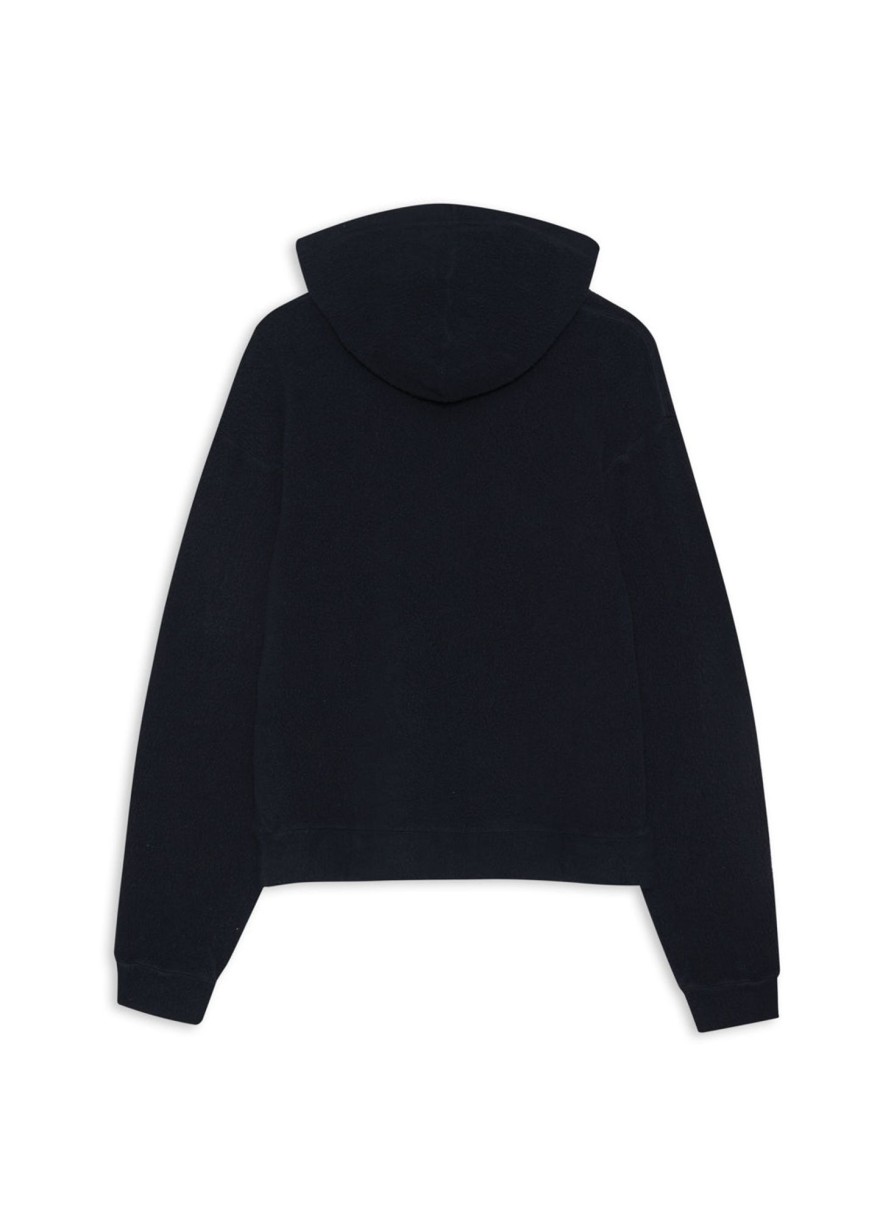 Tops | STATESIDE Sherpa Cropped Side Slit Hoodie In New Navy