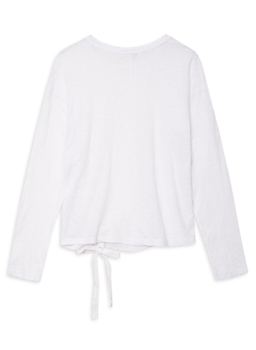 Tops | STATESIDE Supima Slub Asymmetric Tie Long Sleeve In White