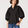 Tops | STATESIDE Structured Poplin Puff Sleeve Shirt In Black