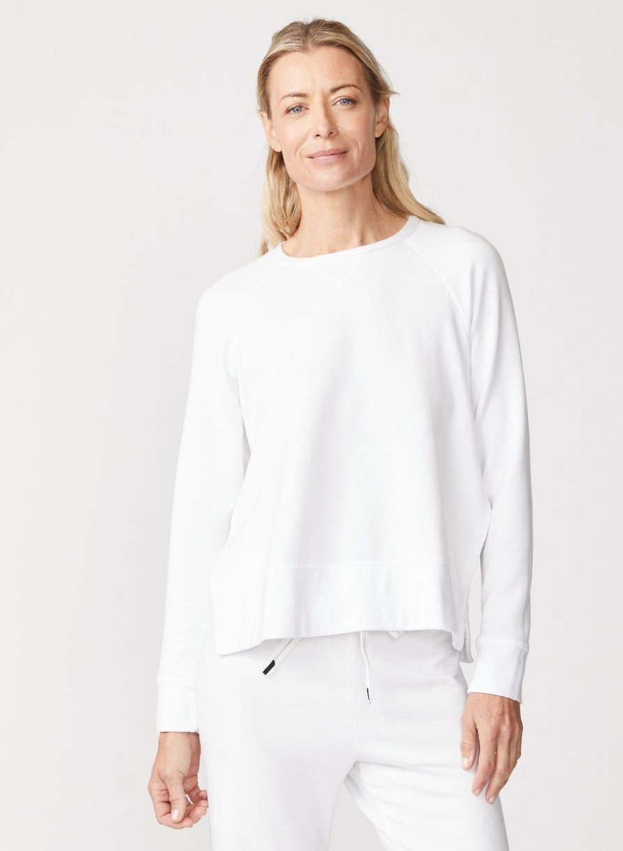 Sweats | STATESIDE Softest Fleece Raglan Side Slit Sweatshirt In White