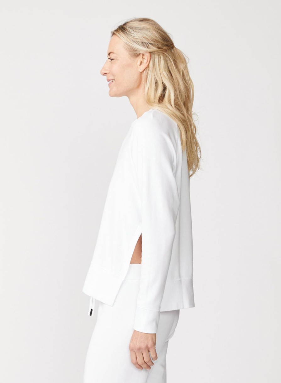 Sweats | STATESIDE Softest Fleece Raglan Side Slit Sweatshirt In White