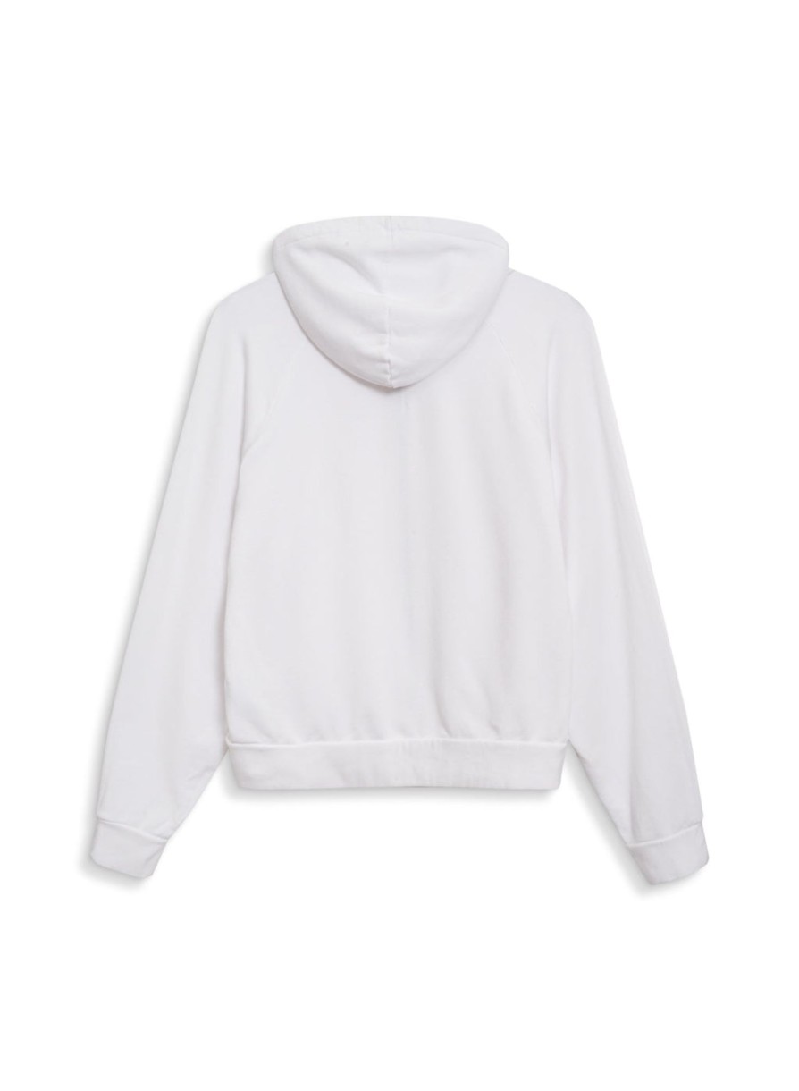 Sweats | STATESIDE Softest Fleece Cropped Zip-Up Hoodie In White