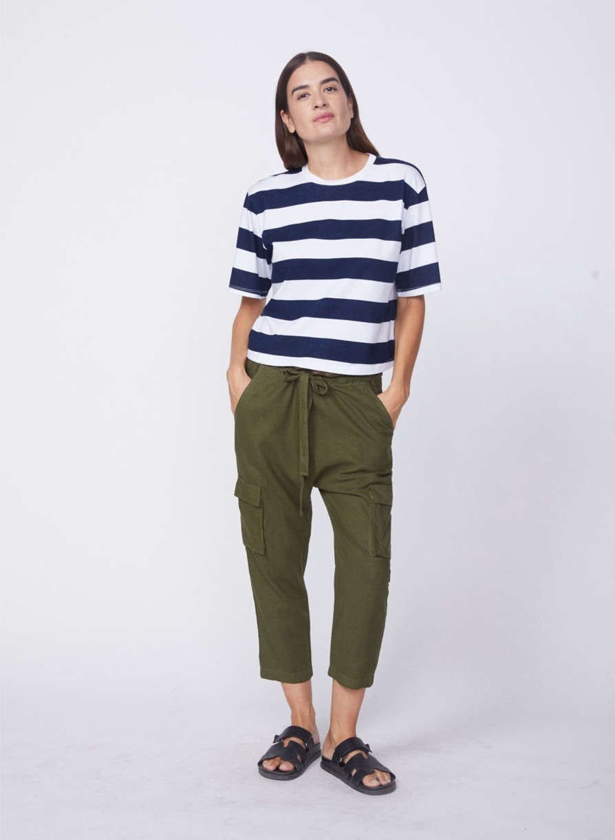 Fabric | STATESIDE Linen Paperbag Cargo Pant In Seaweed