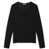 Tops | STATESIDE Supima Slub Jersey Long Sleeve V-Neck In Black