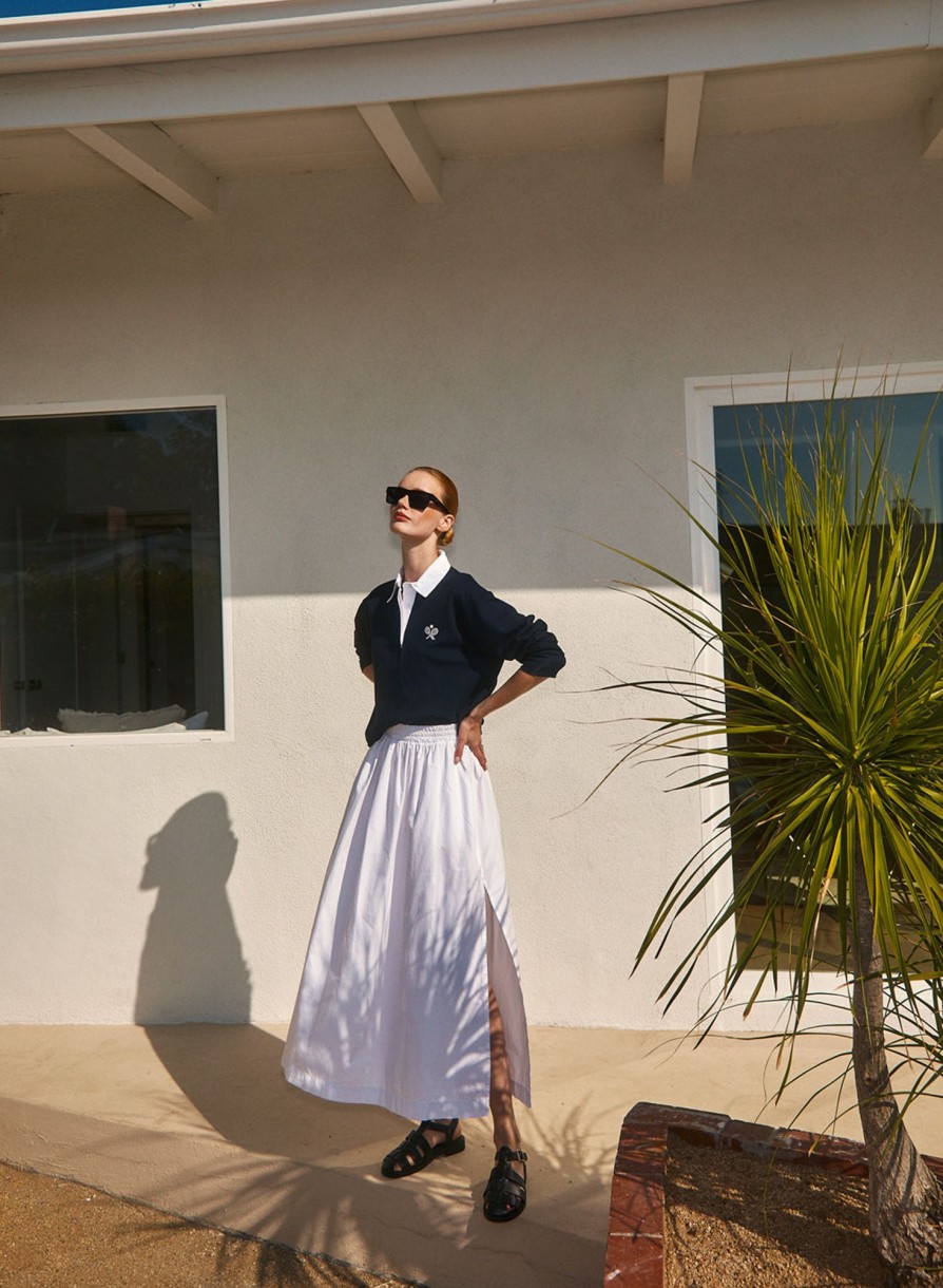 Bottoms | STATESIDE Fine Poplin Double Slit Maxi Skirt In White