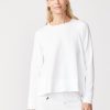 Fabric | STATESIDE Softest Fleece Raglan Side Slit Sweatshirt In White