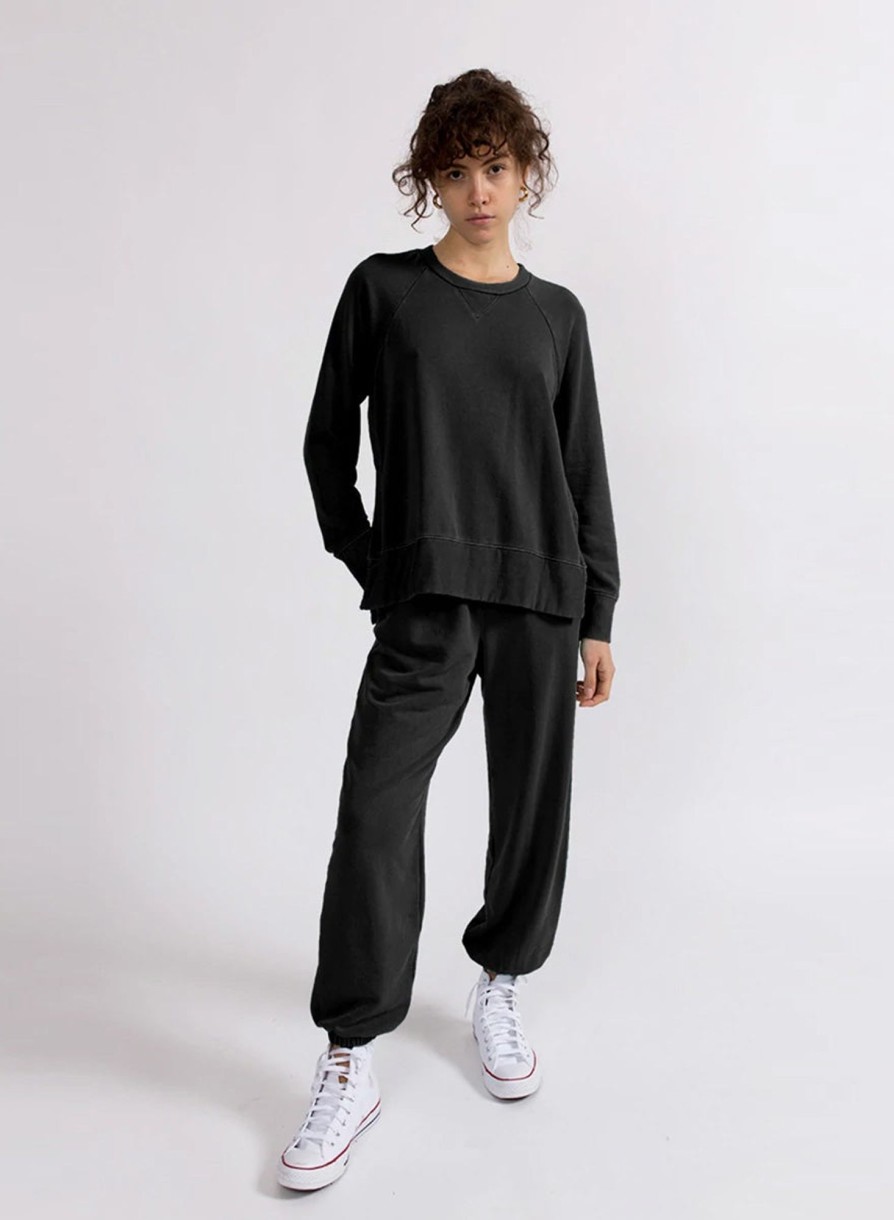 Tops | STATESIDE Softest Fleece Raglan Side Slit Sweatshirt In Black