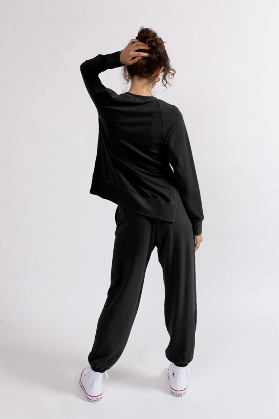 Tops | STATESIDE Softest Fleece Raglan Side Slit Sweatshirt In Black