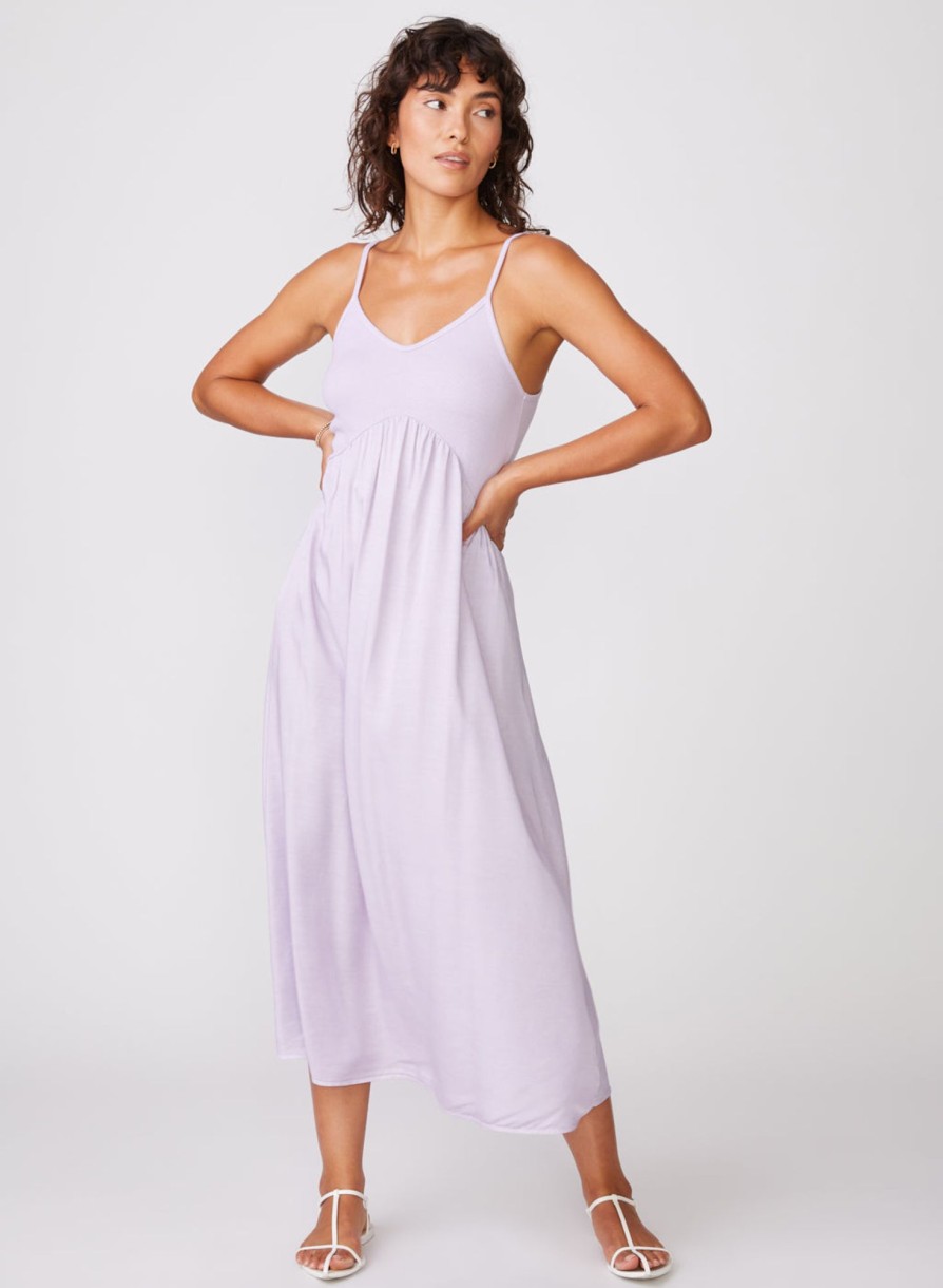 Dresses | STATESIDE Viscose Satin Mixed Media Cami Dress In Lilac