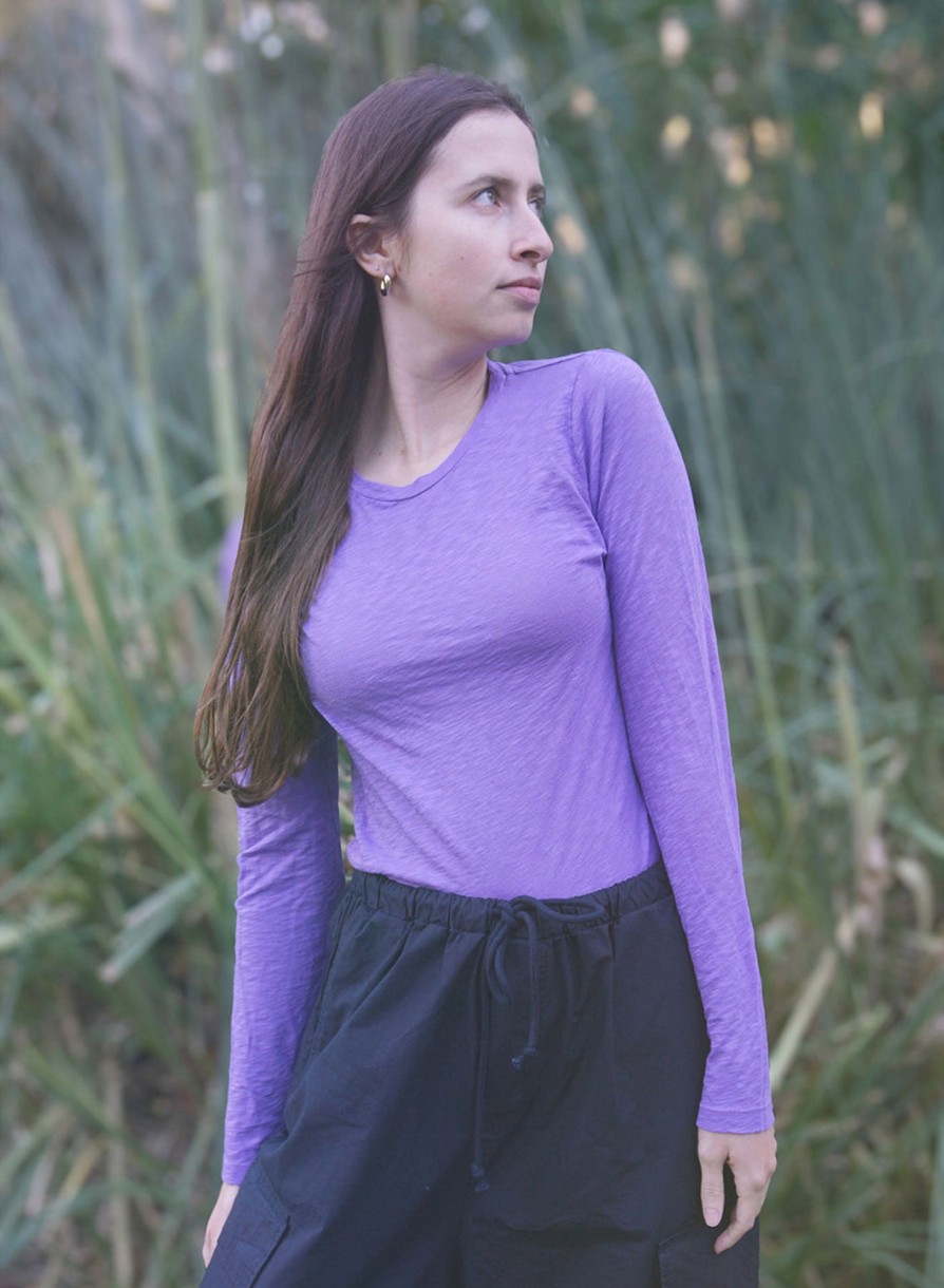 Tops | STATESIDE Supima Slub Long Sleeve Crew In Iris