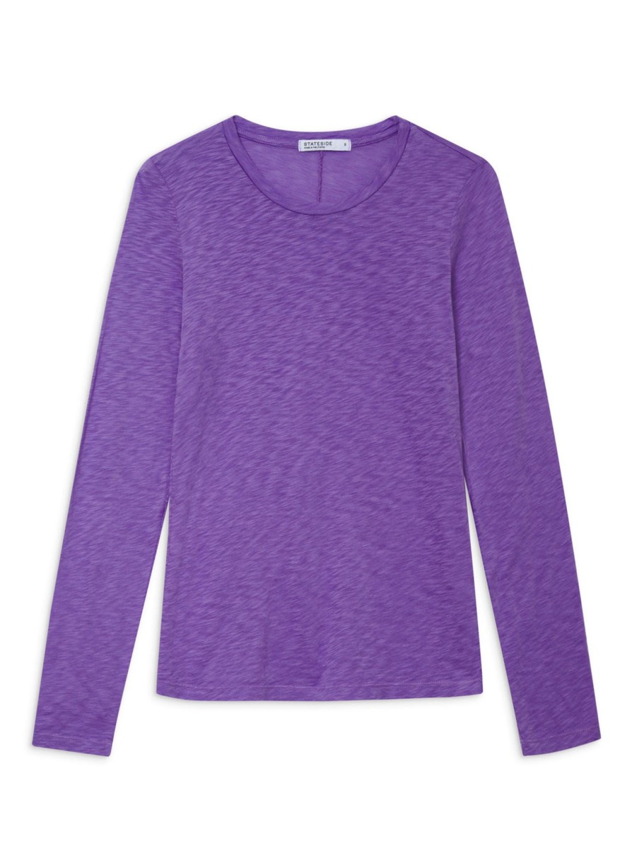 Tops | STATESIDE Supima Slub Long Sleeve Crew In Iris