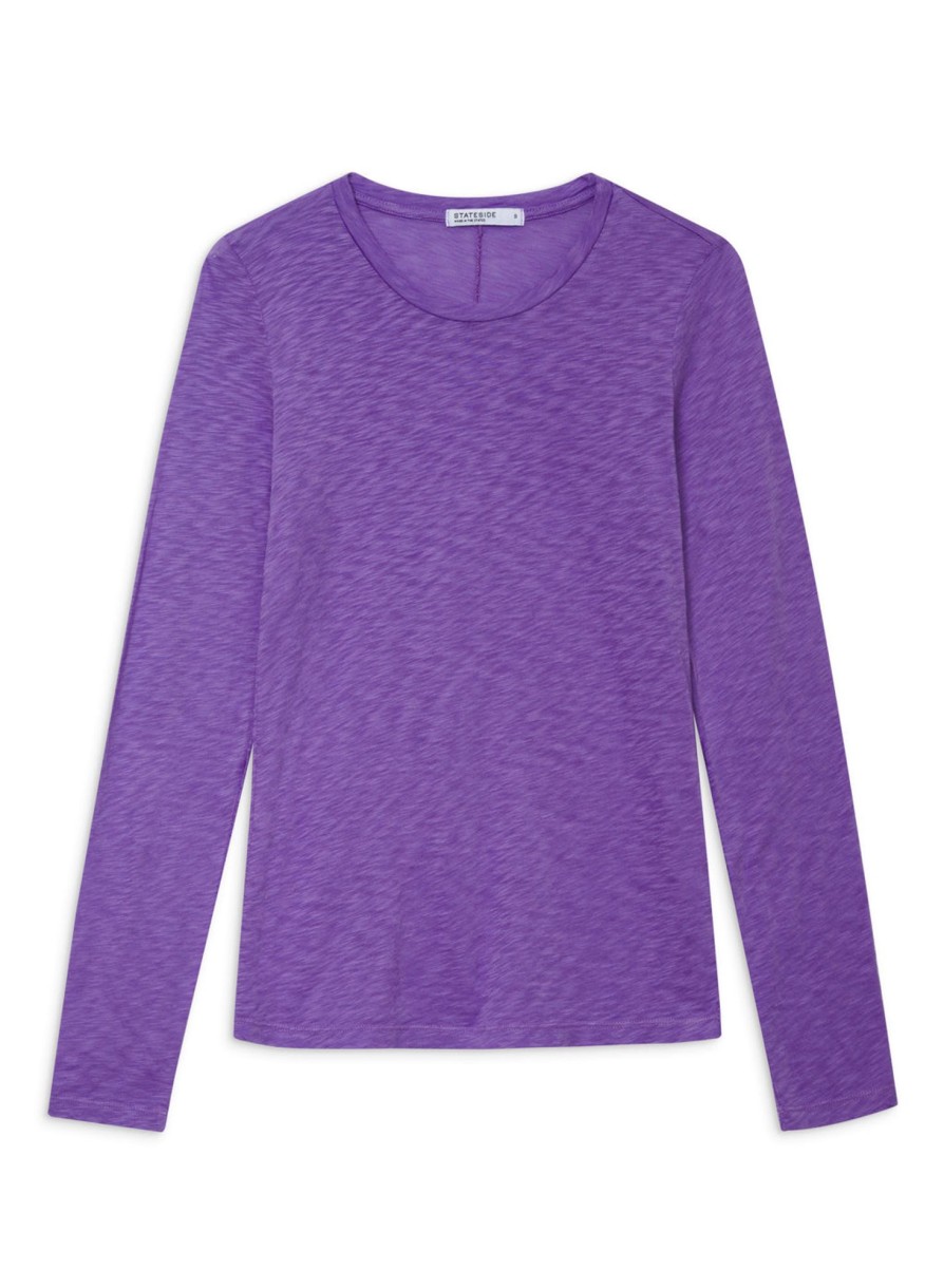 Fabric | STATESIDE Supima Slub Long Sleeve Crew In Iris