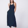 Dresses | STATESIDE Linen Racerback Mix Media Midi Dress In New Navy