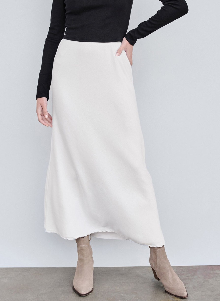 Sale | STATESIDE Rib Bias Cut Skirt In Cream