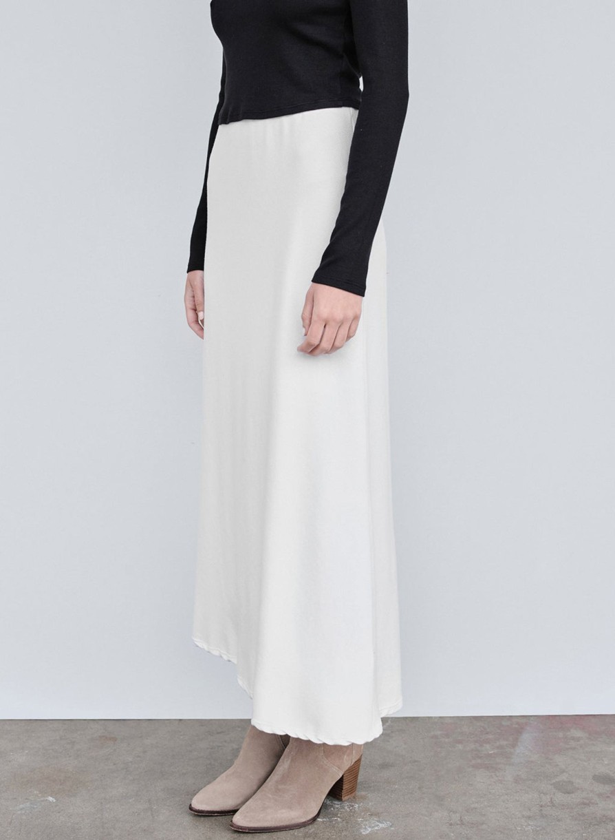 Sale | STATESIDE Rib Bias Cut Skirt In Cream