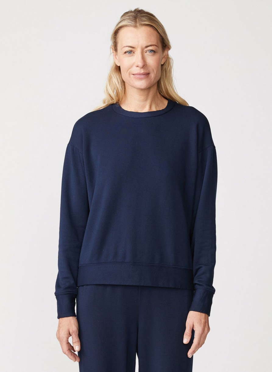 Essentials | STATESIDE Softest Fleece Crewneck Sweatshirt In New Navy