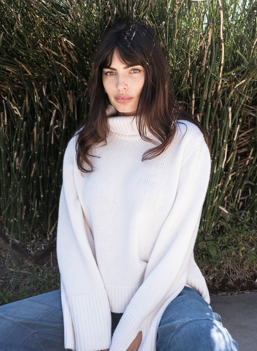 Sweaters | STATESIDE Cozy Cashmere Blend Turtleneck Sweater In Cream