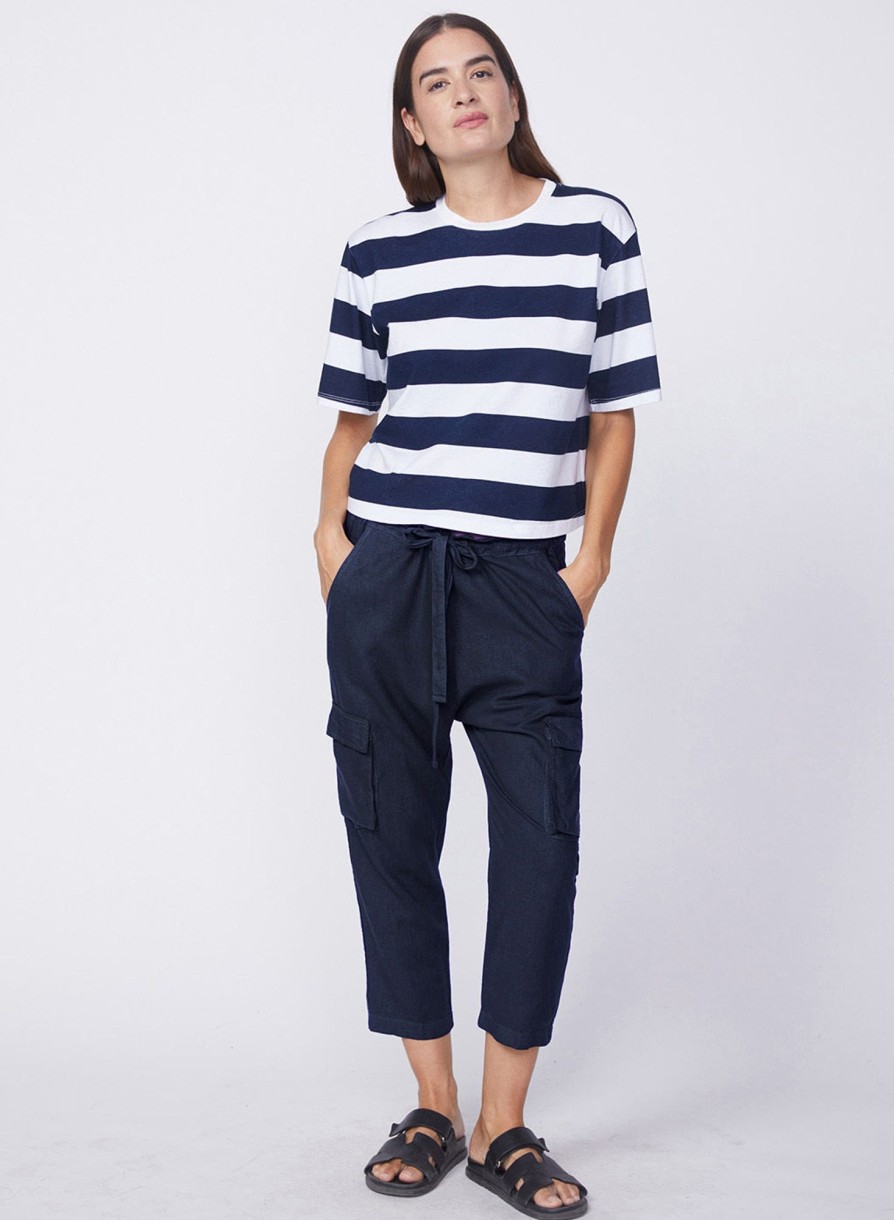 Fabric | STATESIDE Linen Paperbag Cargo Pant In New Navy