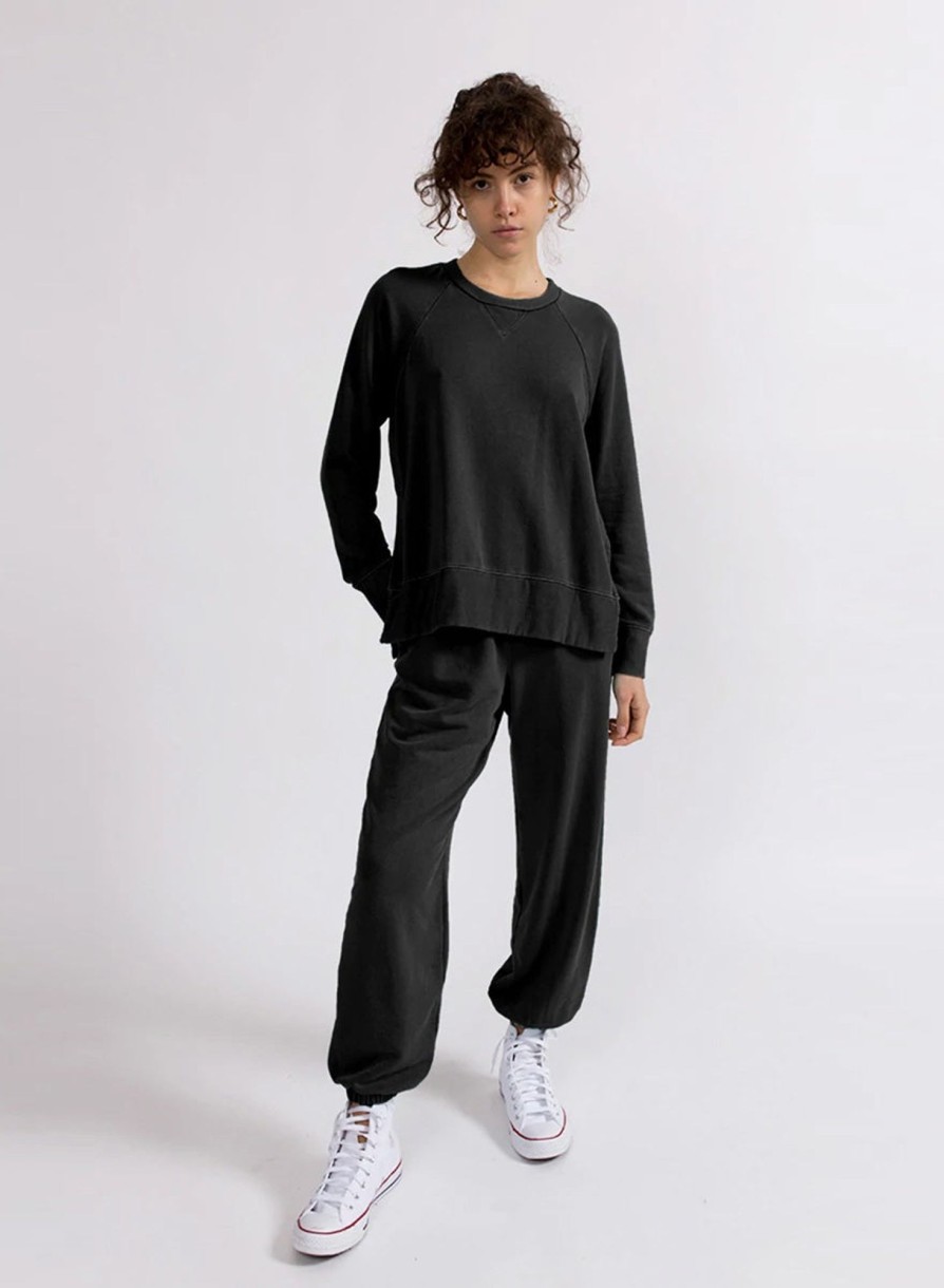 Sets | STATESIDE Softest Fleece Raglan Side Slit Sweatshirt In Black