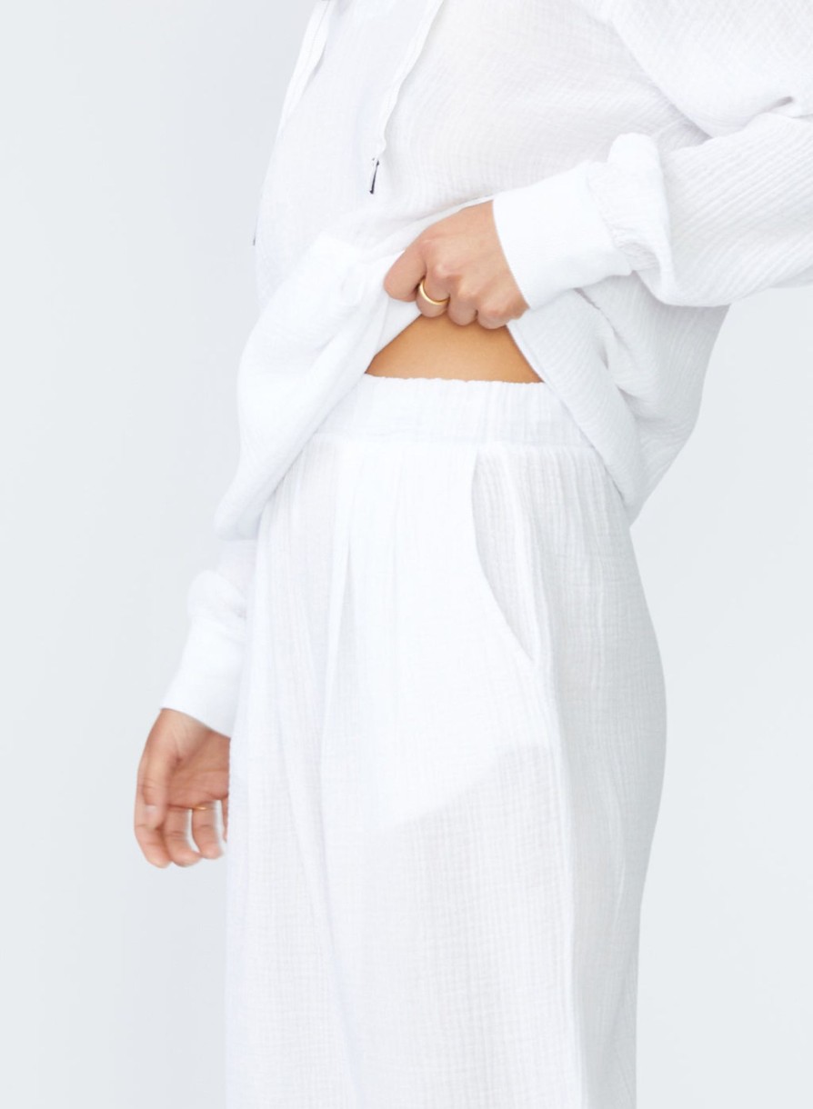 Bottoms | STATESIDE Gauze Wide Leg Pull On Pant In White