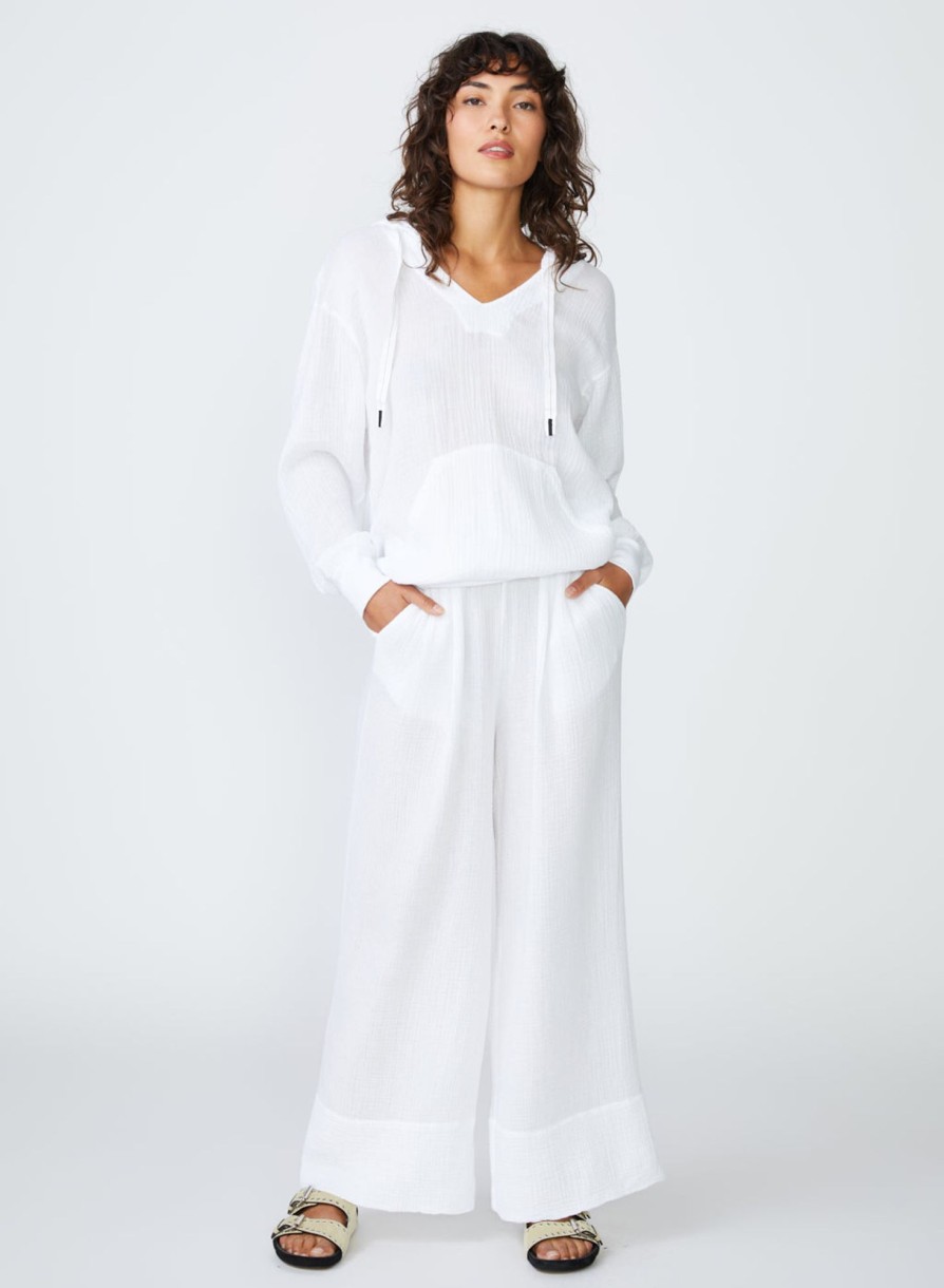 Bottoms | STATESIDE Gauze Wide Leg Pull On Pant In White