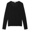 Essentials | STATESIDE Supima Slub Jersey Long Sleeve V-Neck In Black