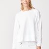 Essentials | STATESIDE Softest Fleece Raglan Side Slit Sweatshirt In White