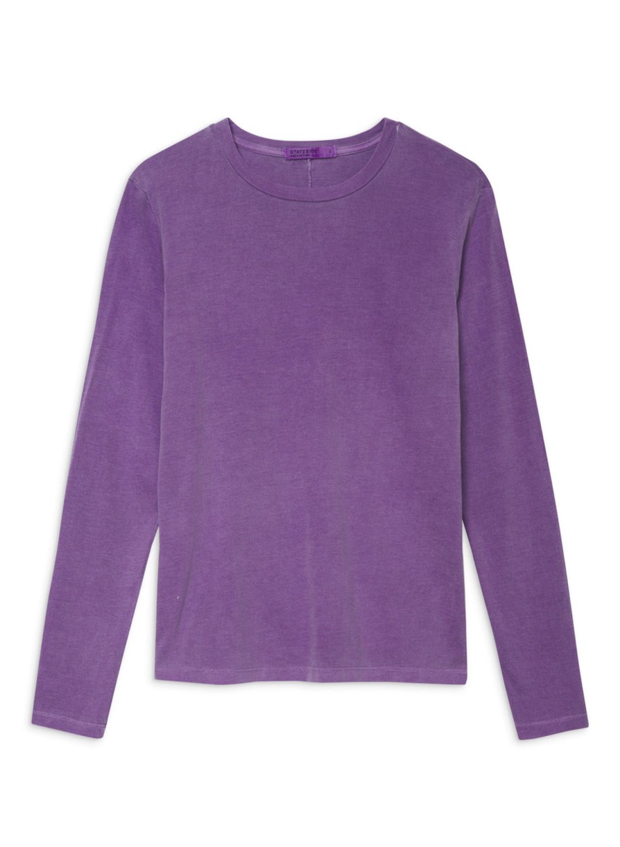 Tops | STATESIDE Cloud Jersey Long Sleeve Crew In Hyacinth