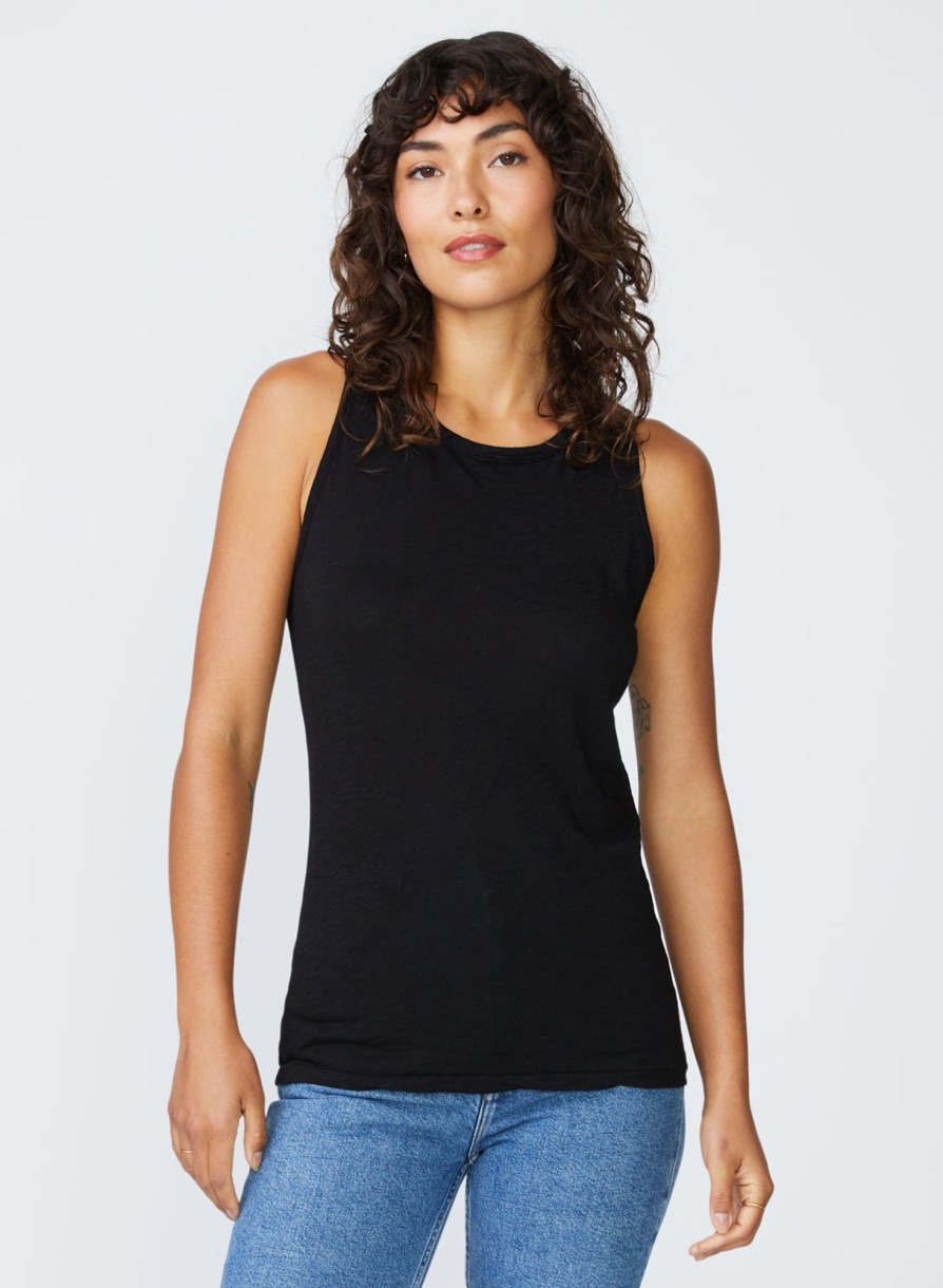 Essentials | STATESIDE Supima Slub Jersey Racerback Tank Top In Black