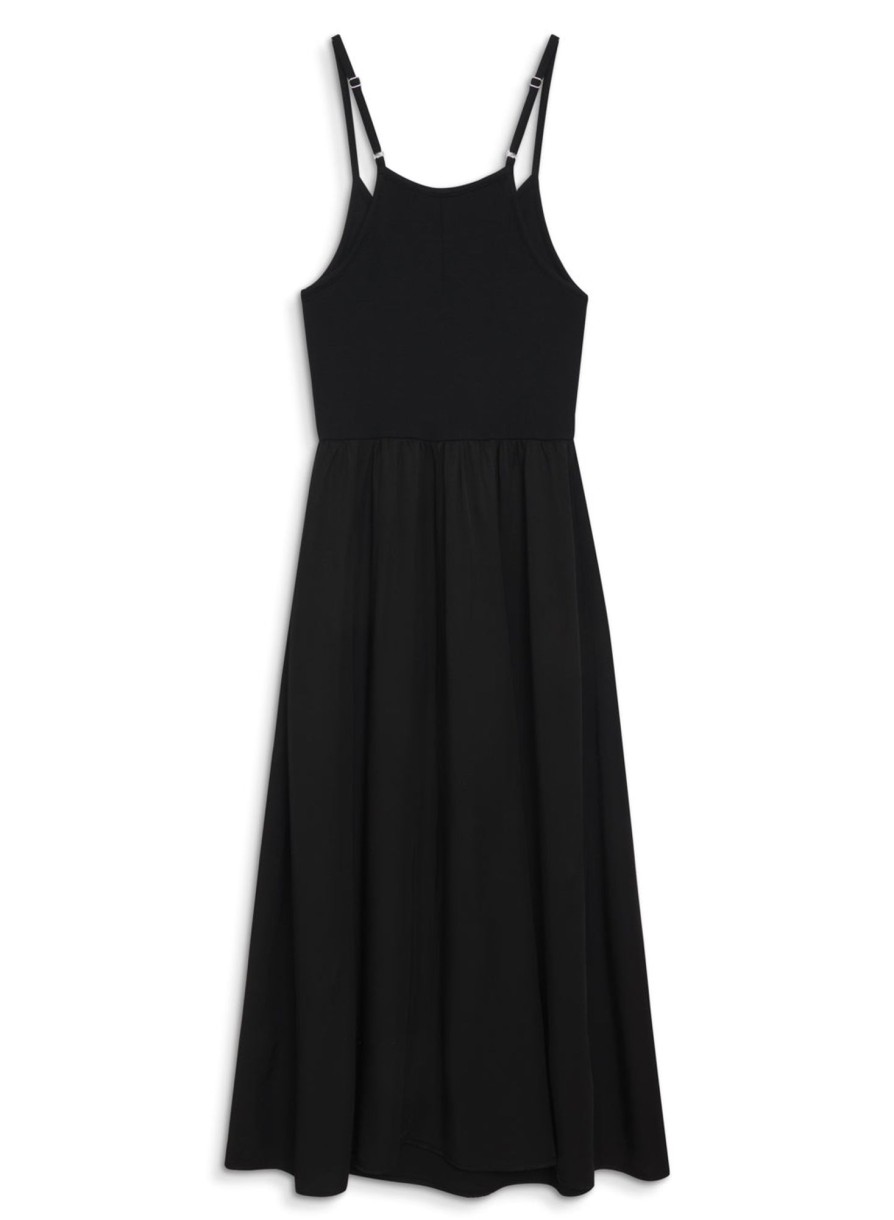 Dresses | STATESIDE Viscose Satin Mixed Media Cami Dress In Black