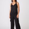 Bottoms | STATESIDE Viscose Satin Cargo Pant In Black