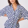 Fabric | STATESIDE Geo Print Voile Oversized Shirt In New Navy