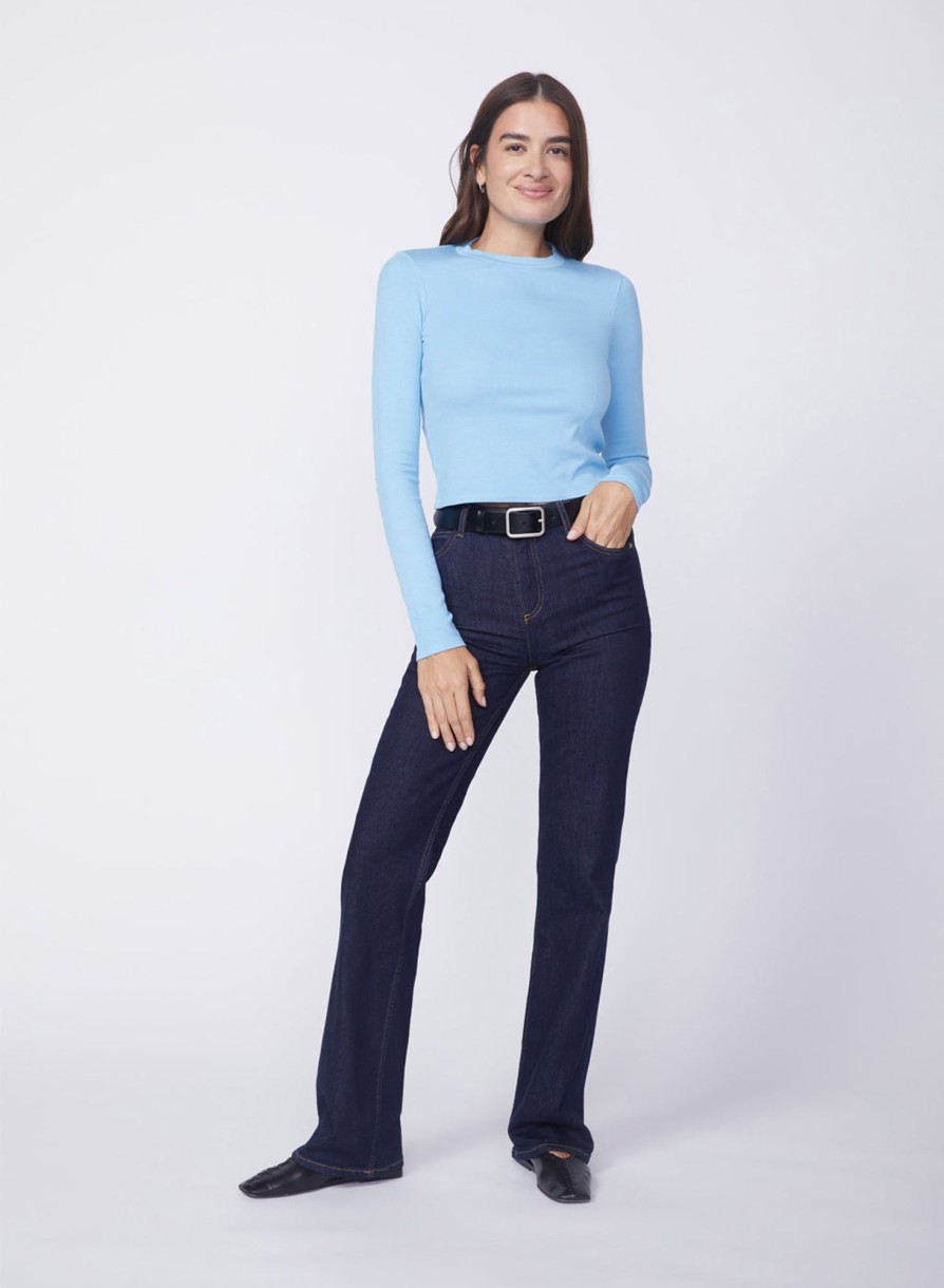 Tops | STATESIDE 2X1 Rib Long Sleeve Scoop Top In Olympic Blue