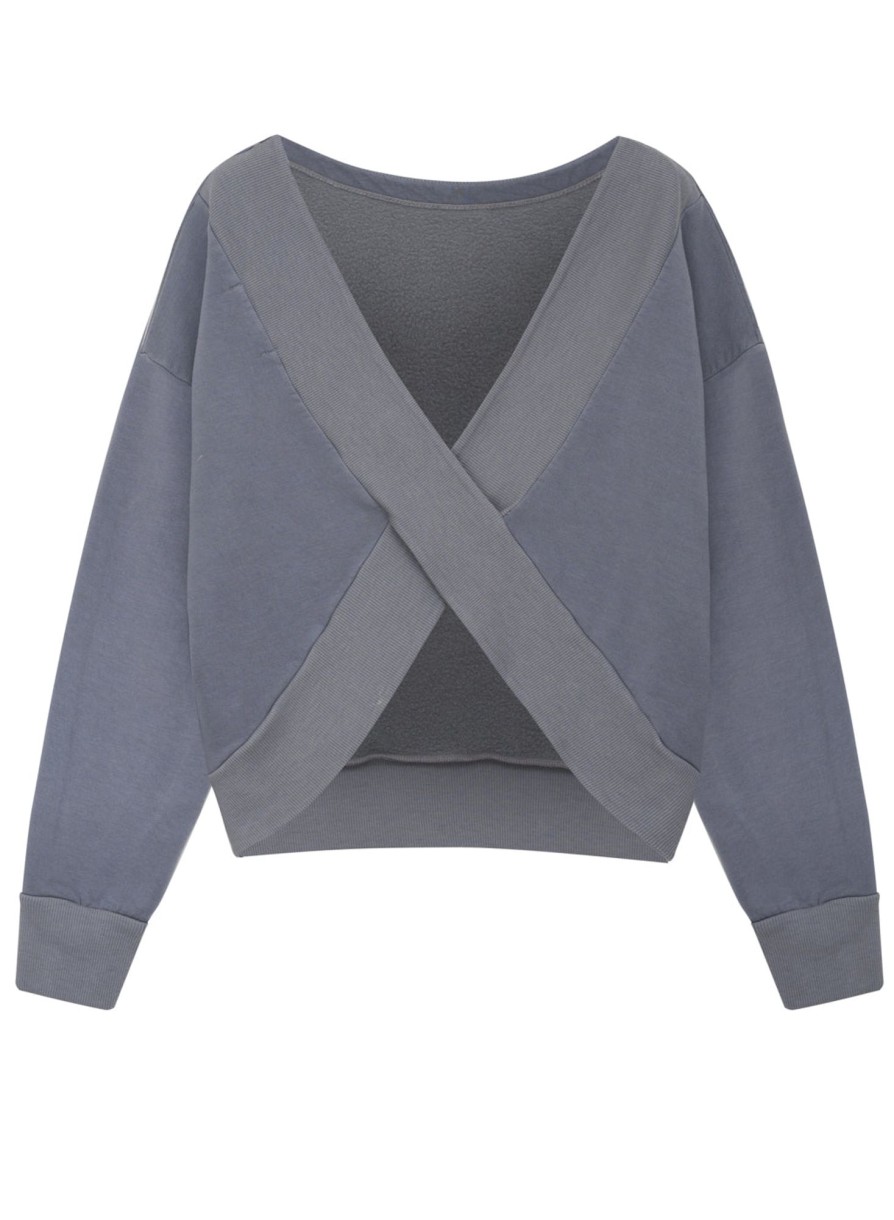 Sale | STATESIDE Softest Fleece Long Sleeve Back Twist Top In Barre