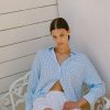 Sale | STATESIDE Gingham Double-Faced Gauze Oversized Shirt In White