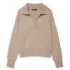 Fabric | STATESIDE Cozy Cashmere Blend Johnny Collar Sweater In Camel