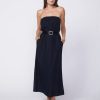 Fabric | STATESIDE Linen Column Maxi Dress In New Navy