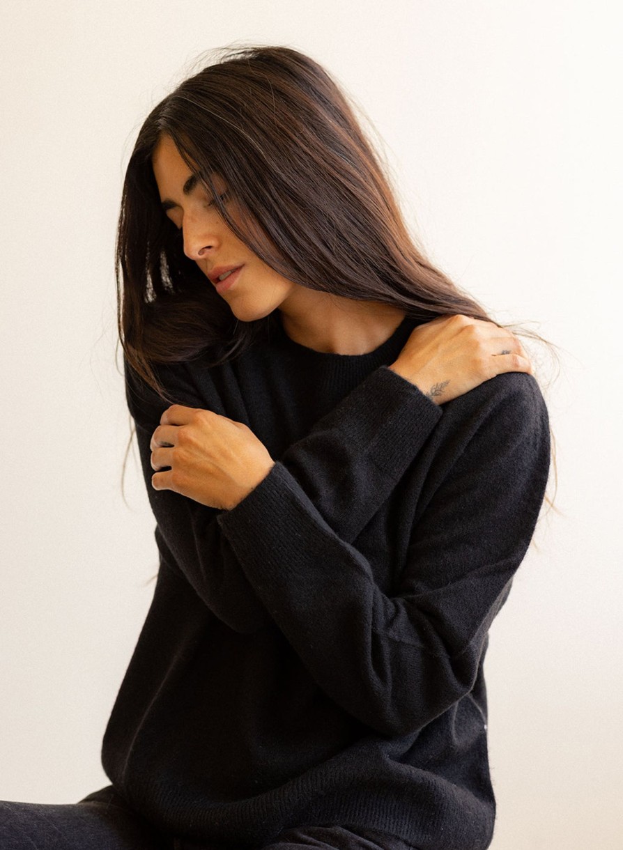 Sale | STATESIDE Brushed Cashmere Crew Sweater In Black