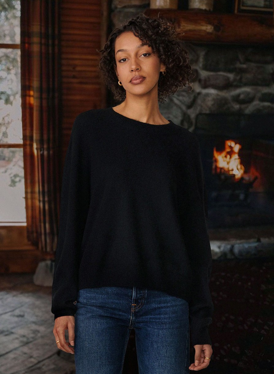 Sweaters | STATESIDE Brushed Cashmere Crew Sweater In Black