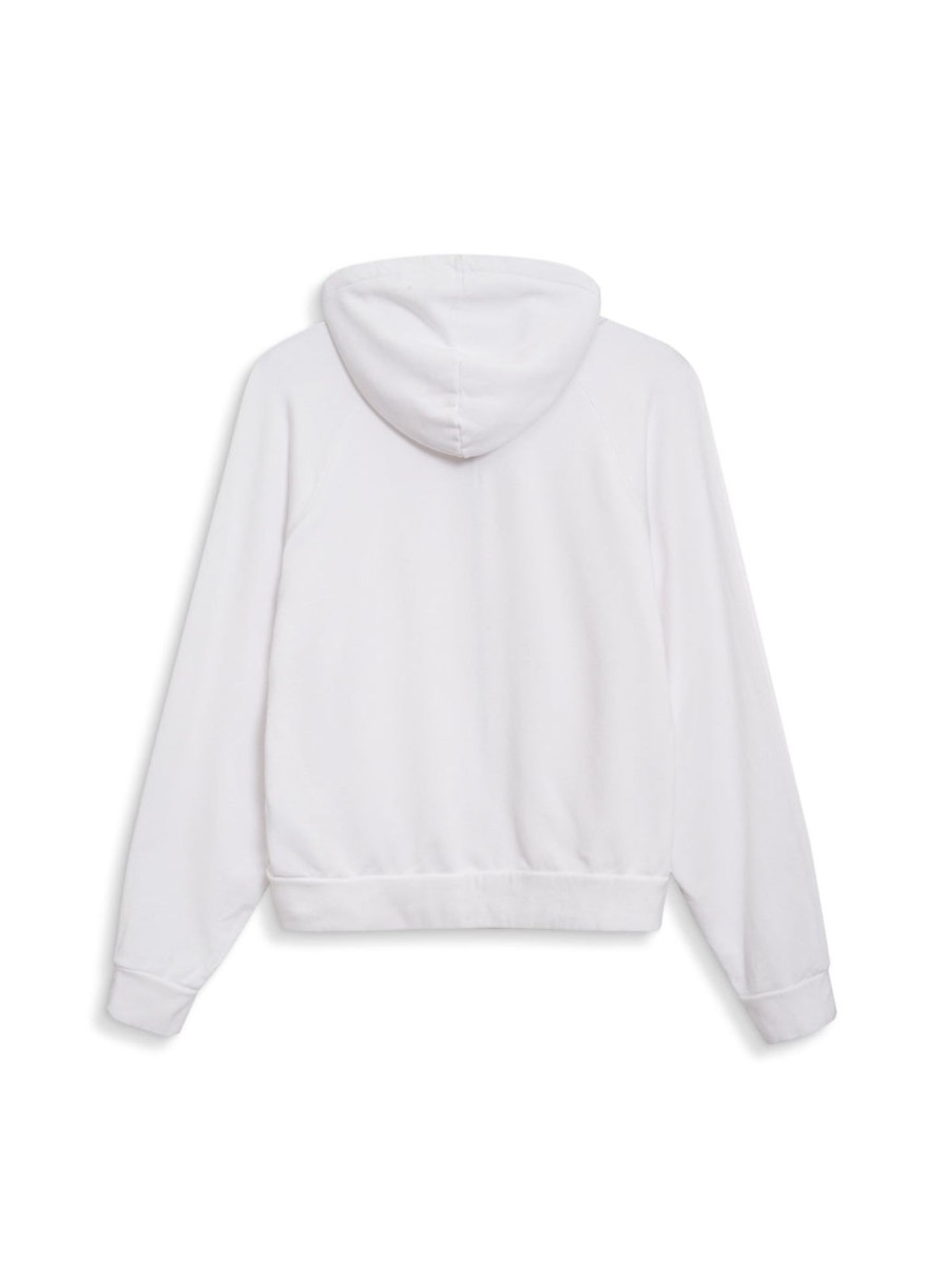 Fabric | STATESIDE Softest Fleece Cropped Zip-Up Hoodie In White