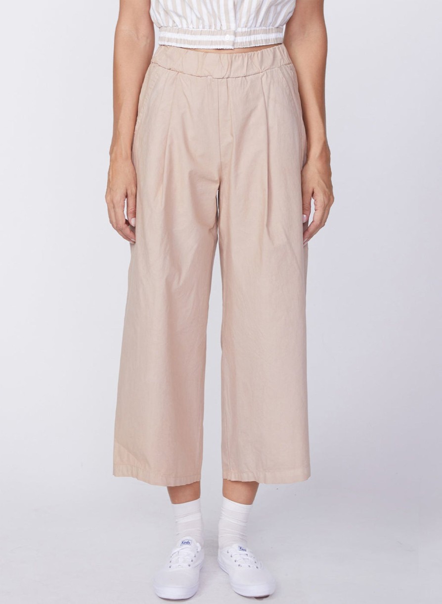 Bottoms | STATESIDE Fine Poplin Cropped Pant In Almond