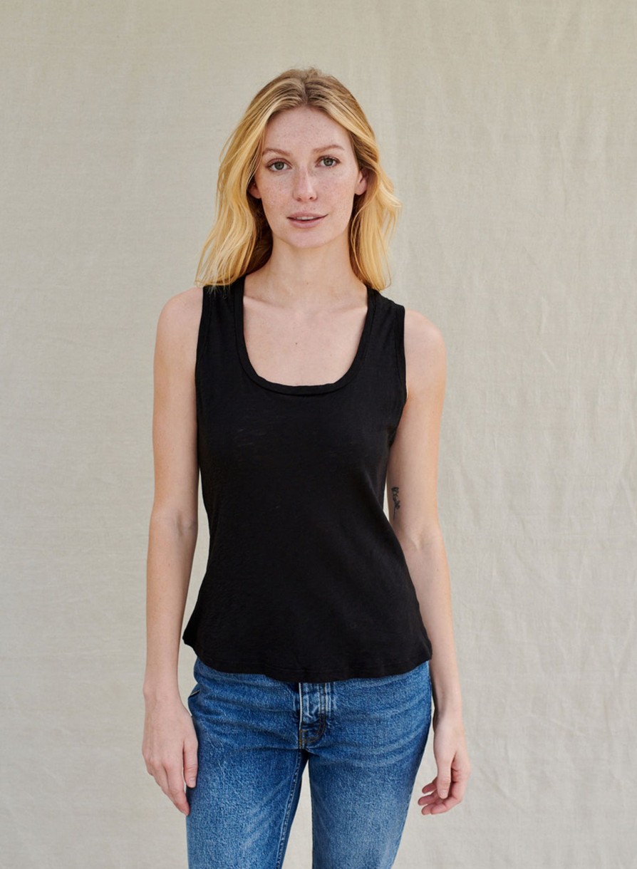 Sale | STATESIDE Supima Slub Square Neck Tank In Black