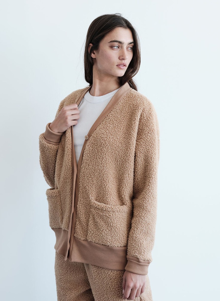 Sale | STATESIDE Double Faced Sherpa Oversized Cardigan In Teddy