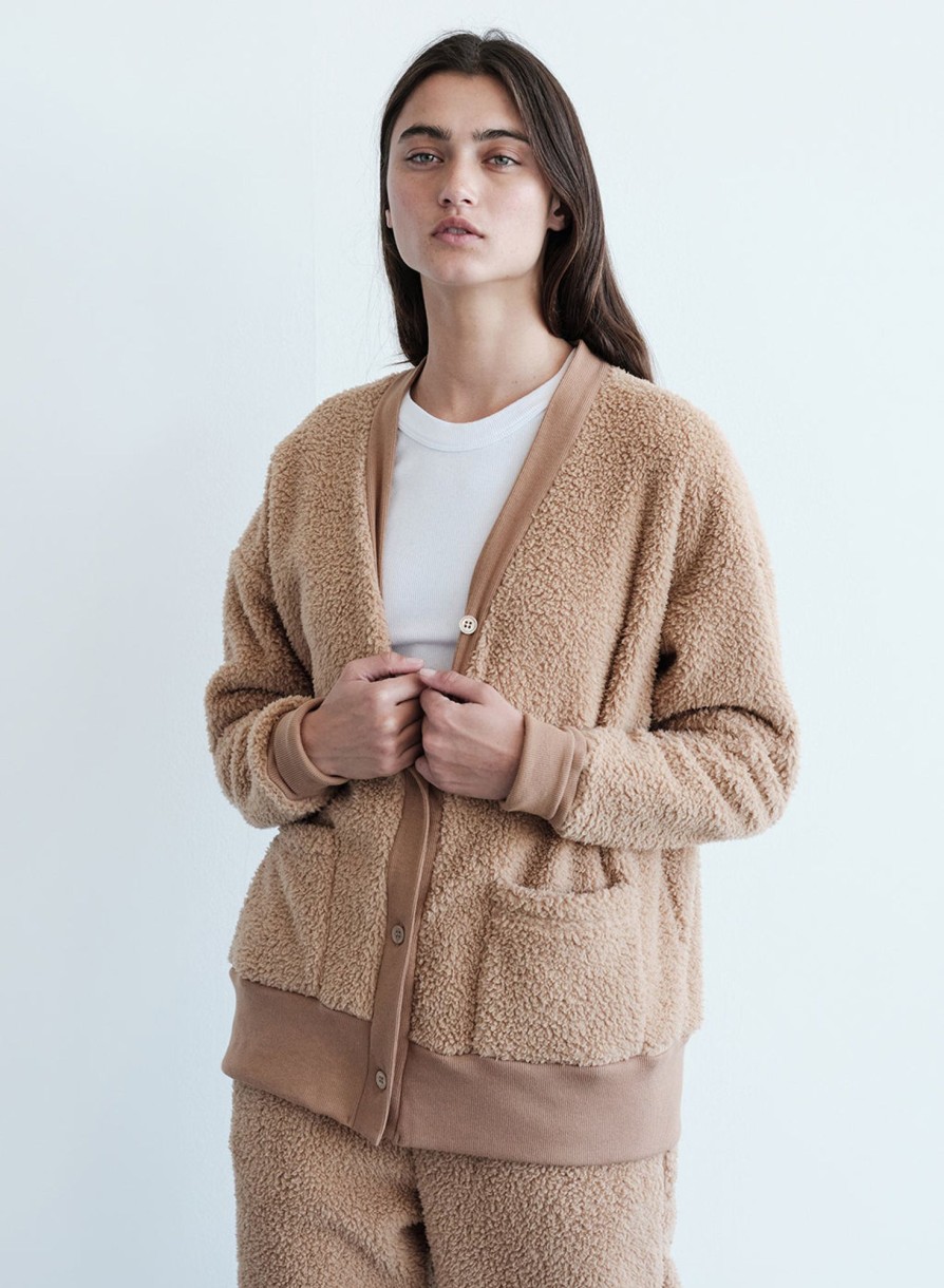 Sale | STATESIDE Double Faced Sherpa Oversized Cardigan In Teddy