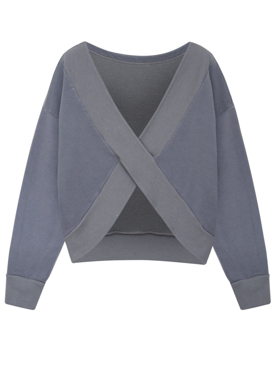 Tops | STATESIDE Softest Fleece Long Sleeve Back Twist Top In Barre